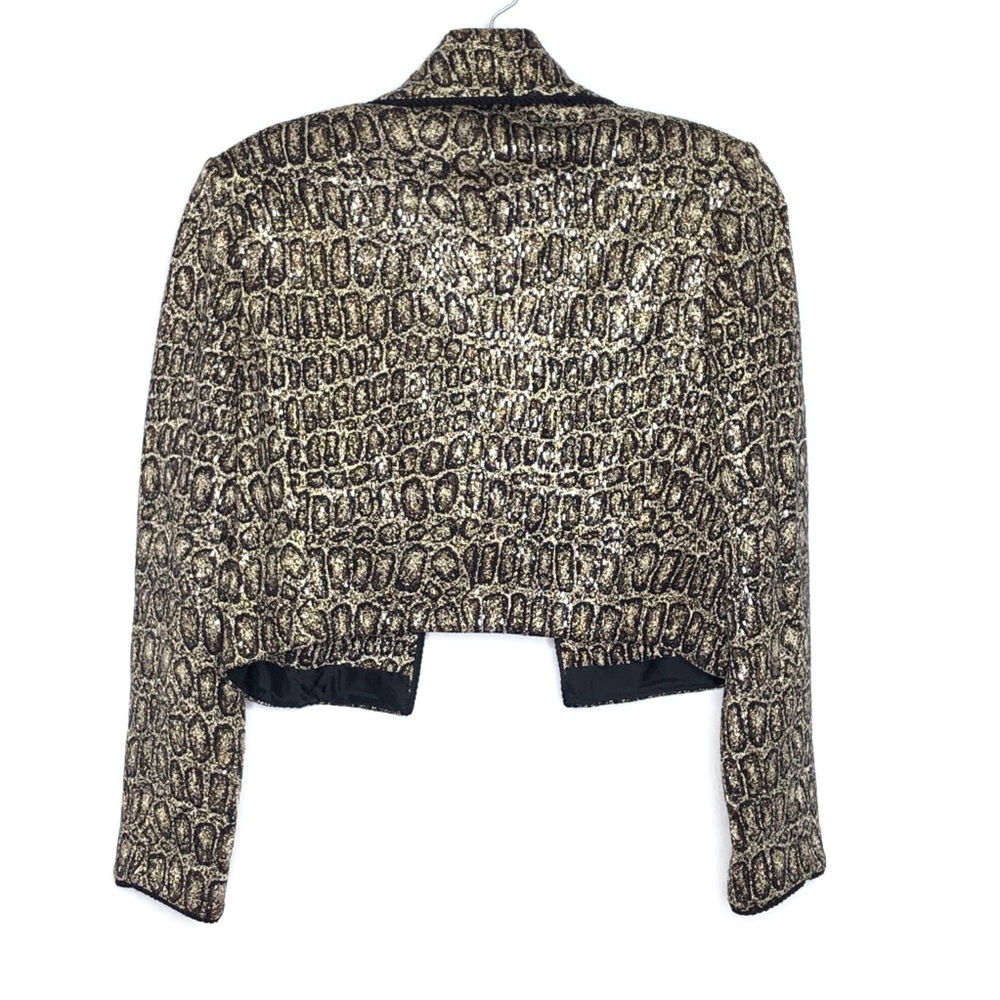 St. John Evening Animal Print Knit Crop Blazer - Picture 7 of 11